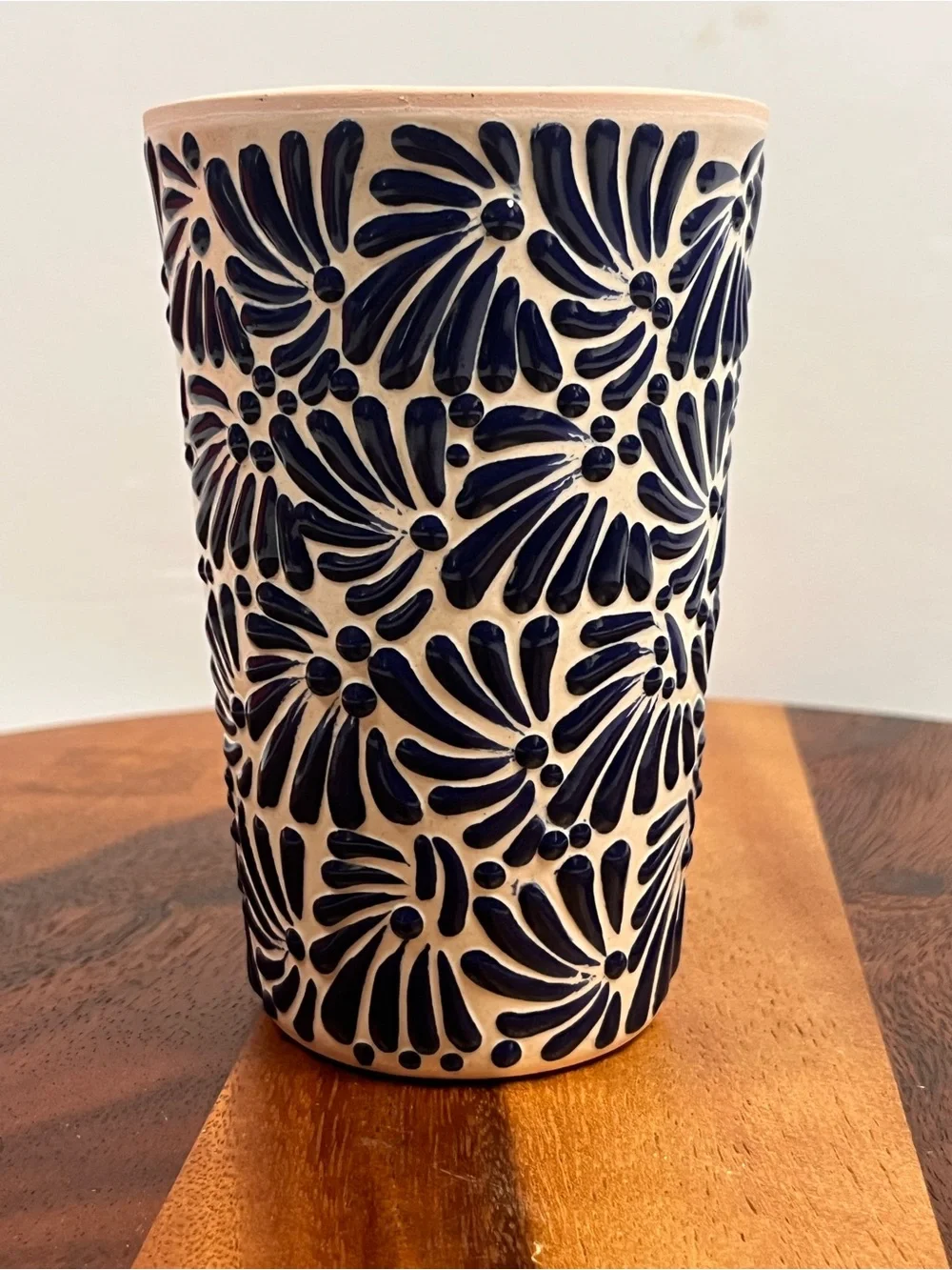 Dodgers Ceramic Tumbler - Blue and Red Floral Design hand painted